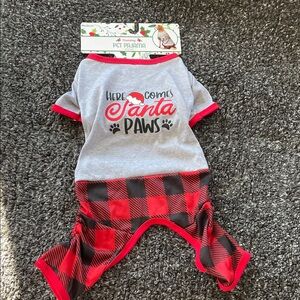 Santa Paws Dog Pajamas - Gray and Red